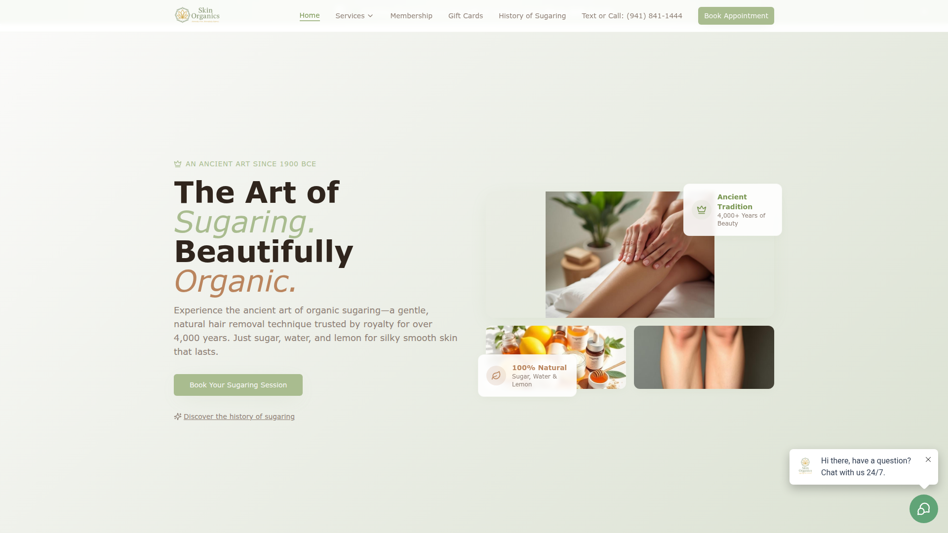 Skin Organics Sugaring website preview